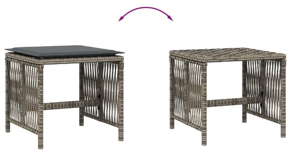 4 db szürke polyrattan kerti szék párnával 41 x 41 x 36 cm