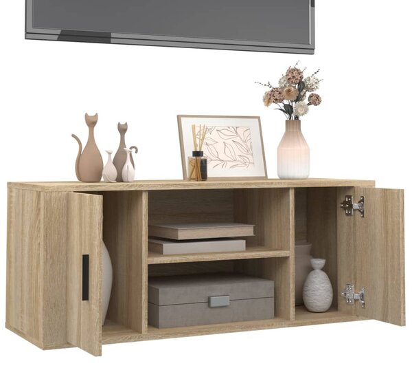 Sonoma tölgyszínű szerelt fa TV-szekrény 100 x 35 x 40 cm