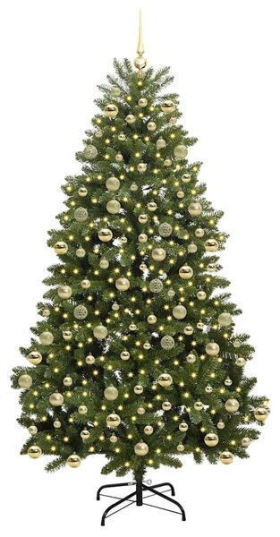 Mű karácsonyfa 210 cm 300 LED Meleg fehér PVC és Acél Zöld