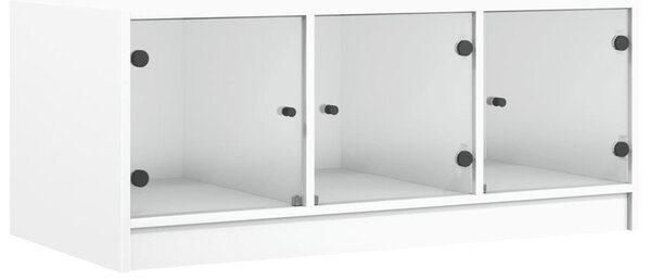 Fehér dohányzóasztal üvegajtókkal 102 x 50 x 42 cm