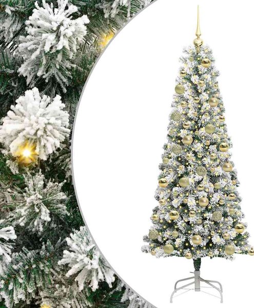 Műanyag Hajtogatós Karácsonyfa Zöld és Fehér 180 cm 300 LED