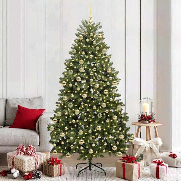 Mű karácsonyfa 210 cm 300 LED Meleg fehér PVC és Acél Zöld