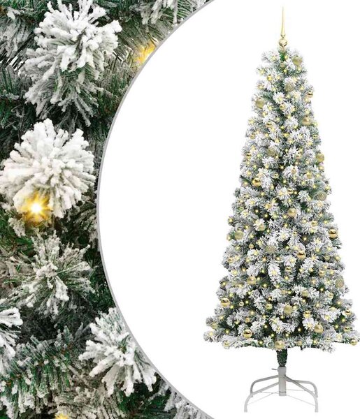 Műanyag Hajtogatós Karácsonyfa 300 LED-del Zöld és Fehér 240 cm
