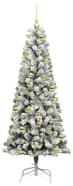 Műanyag Hajtogatós Karácsonyfa Zöld és Fehér 180 cm 300 LED