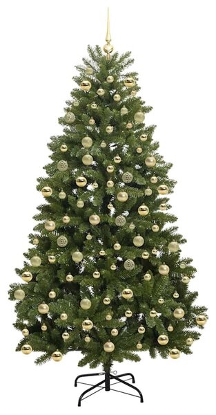 Mű karácsonyfa 210 cm 300 LED Meleg fehér PVC és Acél Zöld