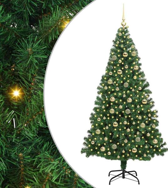 Mű karácsonyfa 300 LED-del Zöld 210 cm PVC és Acél és Műanyag