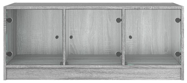 Szürke sonoma színű dohányzóasztal üvegajtókkal 102x50x42 cm