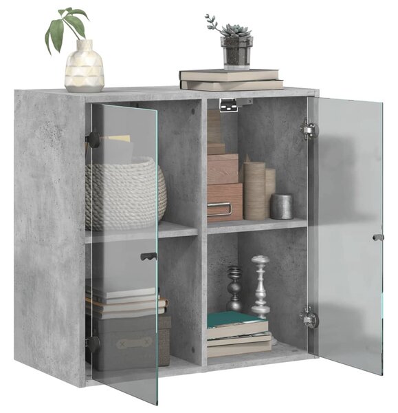 Betonszürke faliszekrény üvegajtókkal 68 x 37 x 68,5 cm