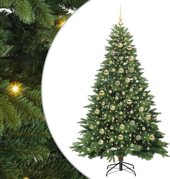 Mű karácsonyfa 300 LED-del állvánnyal Zöld 210 cm PE és PVC