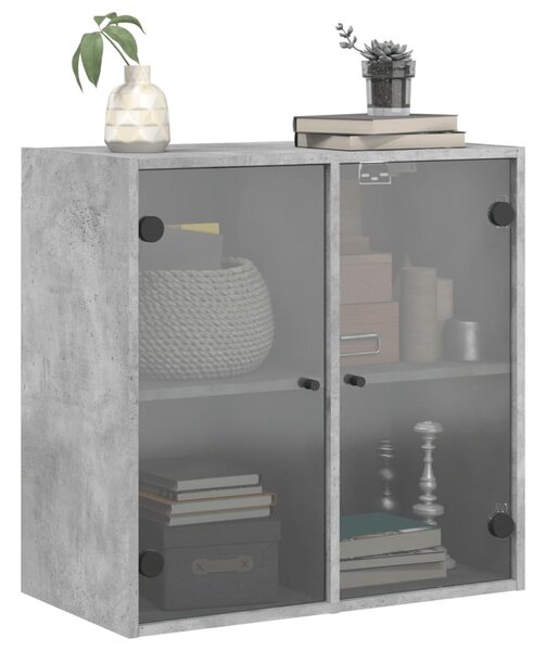 Betonszürke faliszekrény üvegajtókkal 68 x 37 x 68,5 cm
