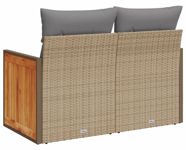 2 személyes bézs polyrattan kerti kanapé párnával