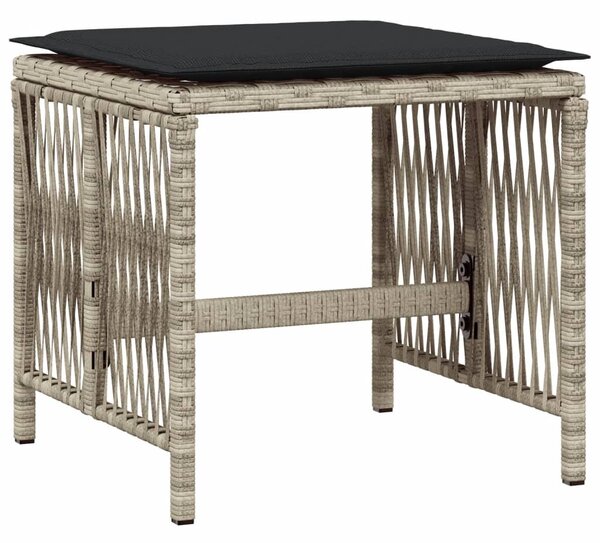 4db világosszürke polyrattan kerti szék párnával 41 x 41 x 36cm