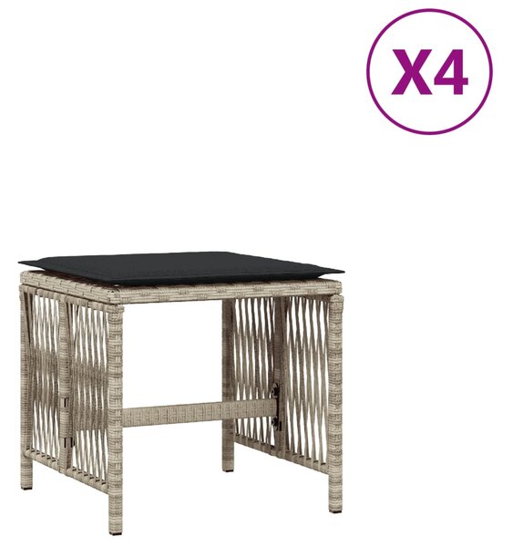 4db világosszürke polyrattan kerti szék párnával 41 x 41 x 36cm