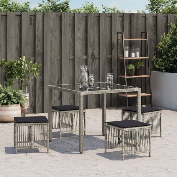 4db világosszürke polyrattan kerti szék párnával 41 x 41 x 36cm