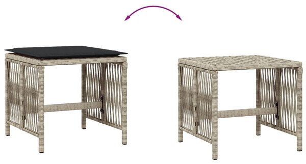 4db világosszürke polyrattan kerti szék párnával 41 x 41 x 36cm