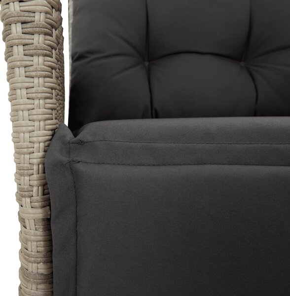 2 db világosszürke polyrattan dönthető kerti szék lábtartóval