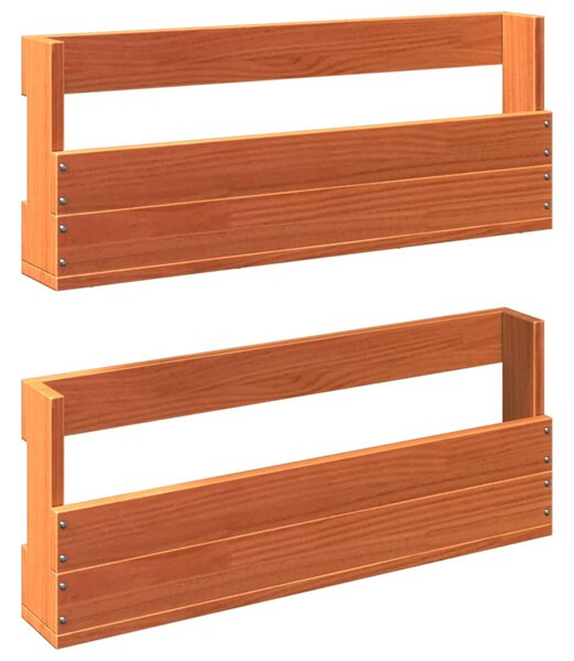 2 db viaszbarna tömör fenyőfa fali cipőtartó 59x8,5x23,5 cm