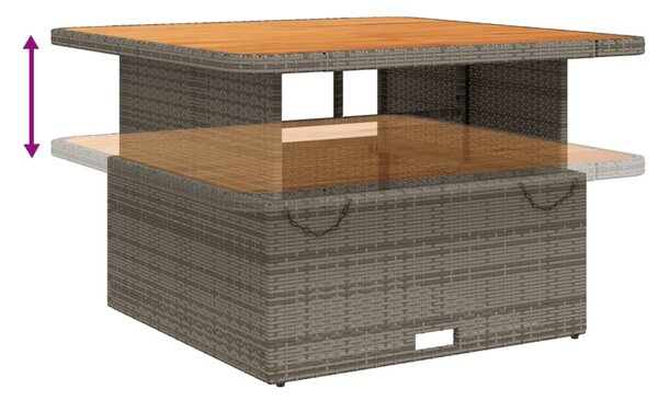 Szürke polyrattan és akácfa kerti asztal 110 x 110 x 71 cm