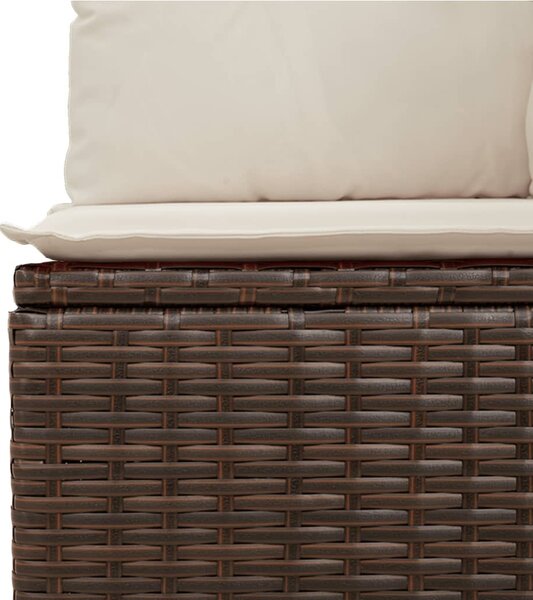 2 személyes barna polyrattan kerti kanapé párnával