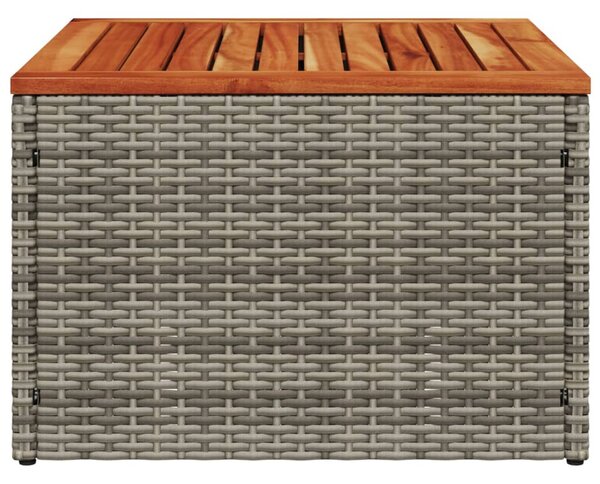 Szürke polyrattan és akácfa kerti asztal 55 x 55 x 37 cm