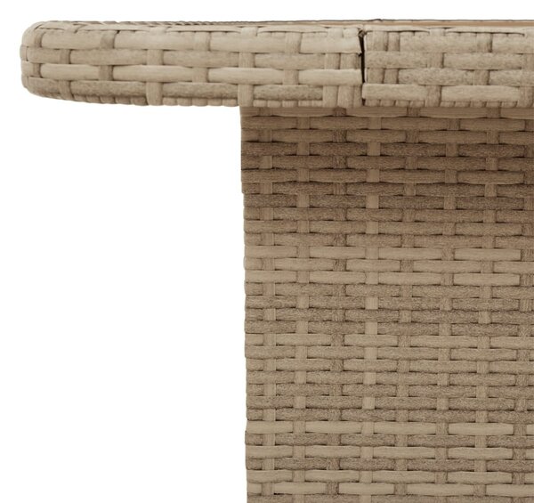 Bézs polyrattan és akácfa kerti asztal 110 x 110 x 71 cm