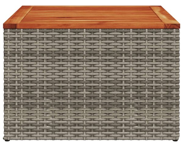 Szürke polyrattan és akácfa kerti asztal 55 x 55 x 37 cm