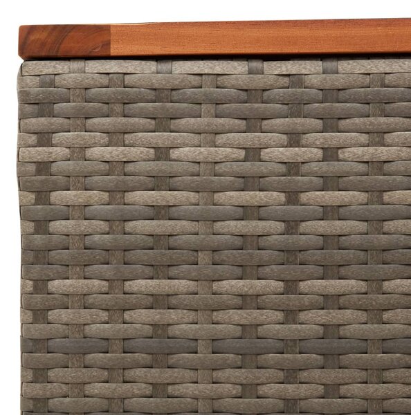 Szürke polyrattan és akácfa kerti asztal 55 x 55 x 37 cm