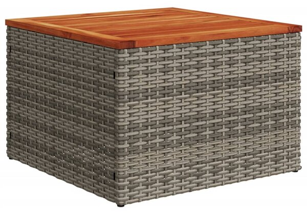 Szürke polyrattan és akácfa kerti asztal 55 x 55 x 37 cm