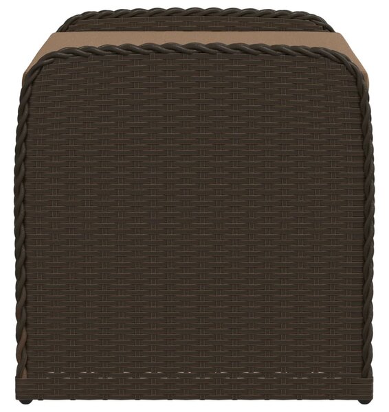 Barna polyrattan tárolópad párnával 80 x 51 x 52 cm