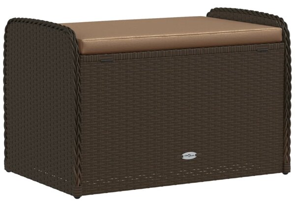 Barna polyrattan tárolópad párnával 80 x 51 x 52 cm