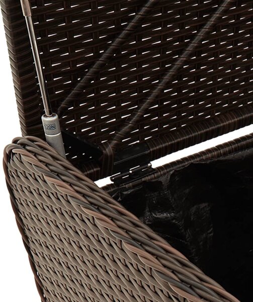 Barna polyrattan tárolópad párnával 80 x 51 x 52 cm