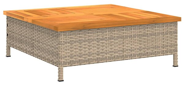 Bézs polyrattan és akácfa kerti asztal 70 x 70 x 25 cm