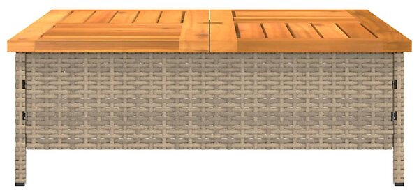 Bézs polyrattan és akácfa kerti asztal 70 x 70 x 25 cm