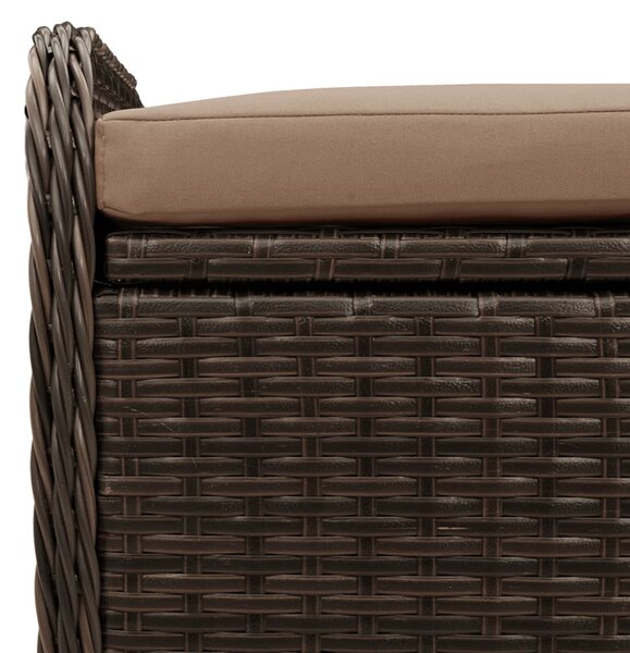 Barna polyrattan tárolópad párnával 80 x 51 x 52 cm