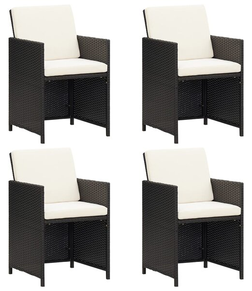 4 db fekete polyrattan kerti szék
