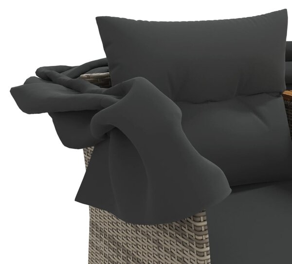 2 személyes szürke polyrattan kerti kanapé baldachinnal/székkel