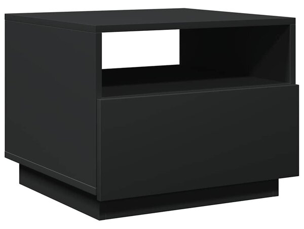 Fekete dohányzóasztal LED-lámpákkal 50x49x40 cm