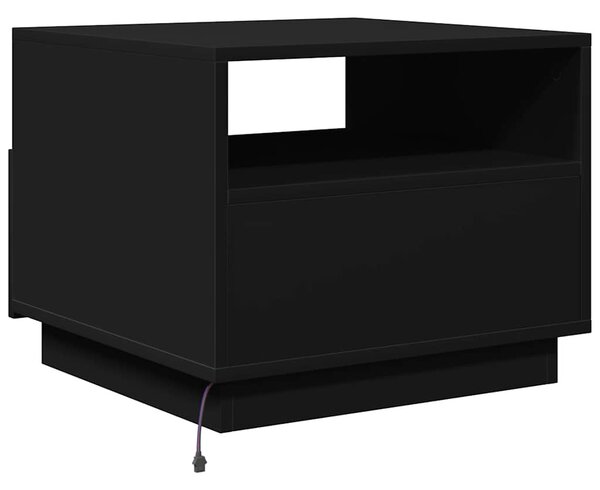 Fekete dohányzóasztal LED-lámpákkal 50x49x40 cm