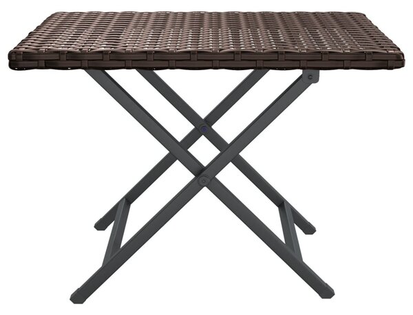 Barna összecsukható polyrattan asztal 45x35x32 cm