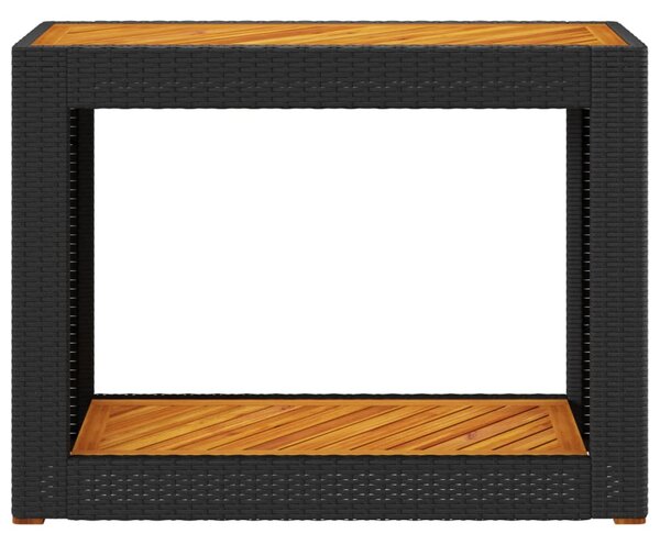 Fekete polyrattan falapos kerti asztal 100x40x75 cm