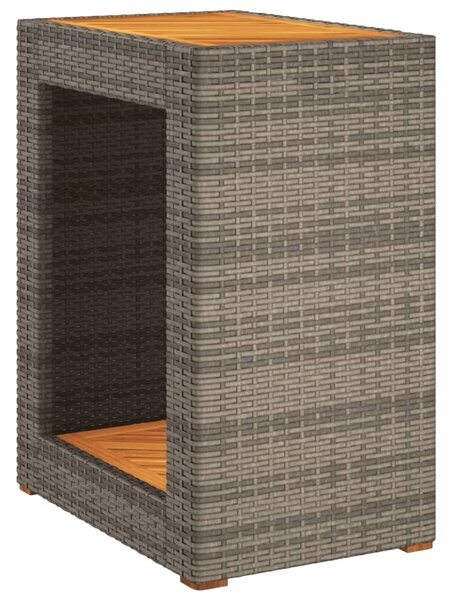 Szürke polyrattan falapos kerti kisasztal 60x40x75 cm