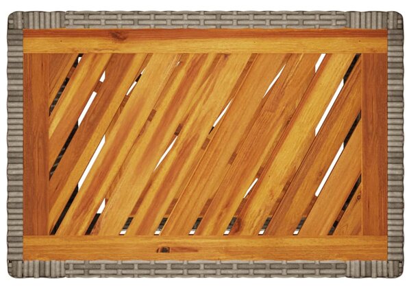 Szürke polyrattan falapos kerti kisasztal 60x40x75 cm
