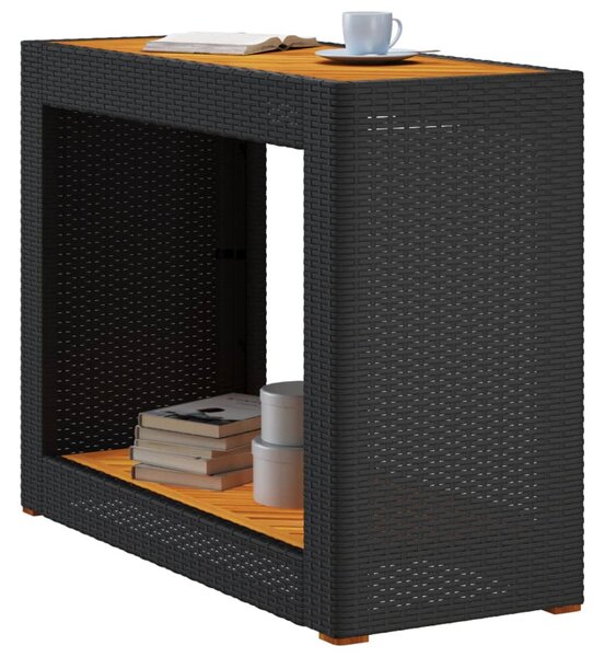 Fekete polyrattan falapos kerti asztal 100x40x75 cm