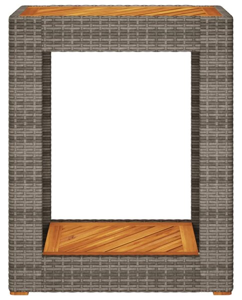 Szürke polyrattan falapos kerti kisasztal 60x40x75 cm