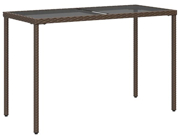 Barna polyrattan üveglapos kerti asztal 115x54x74 cm