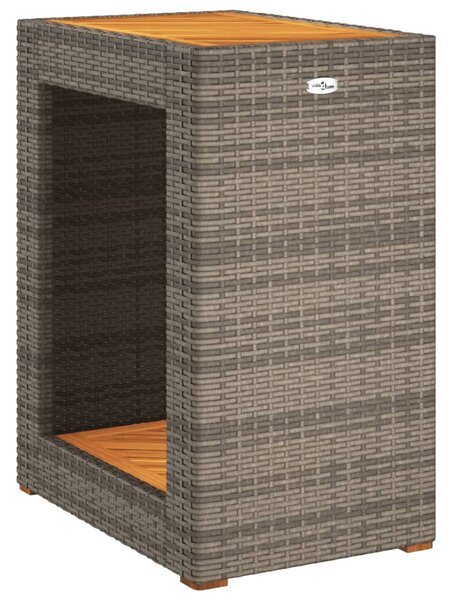 Szürke polyrattan falapos kerti kisasztal 60x40x75 cm