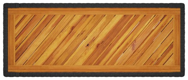 Fekete polyrattan falapos kerti asztal 100x40x75 cm