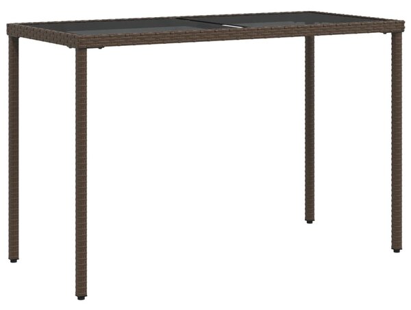 Barna polyrattan üveglapos kerti asztal 115x54x74 cm