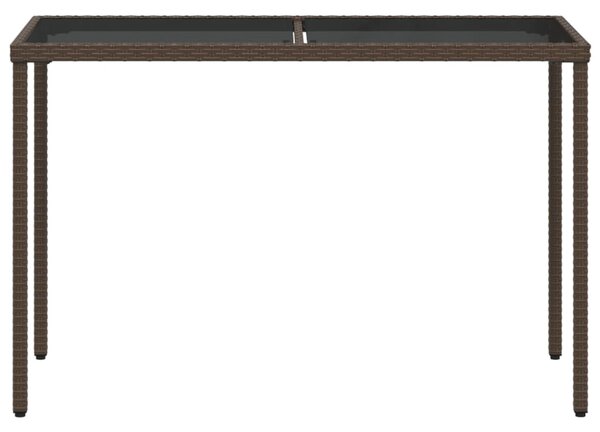 Barna polyrattan üveglapos kerti asztal 115x54x74 cm