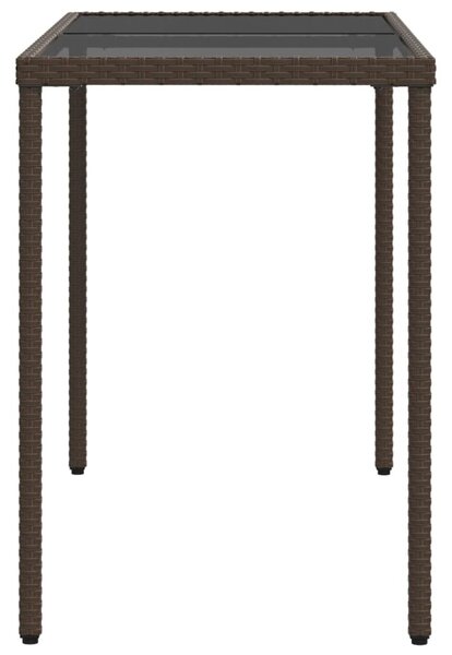 Barna polyrattan üveglapos kerti asztal 115x54x74 cm